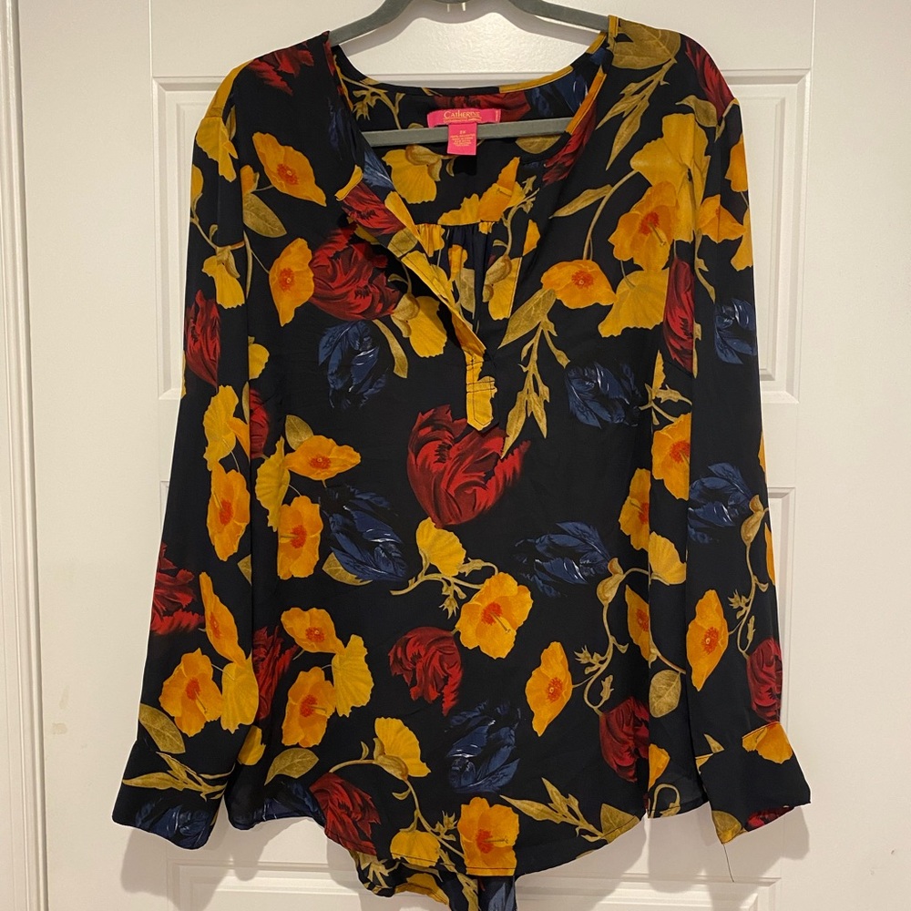 Catherine Malandrino floral blouse. Size 2X